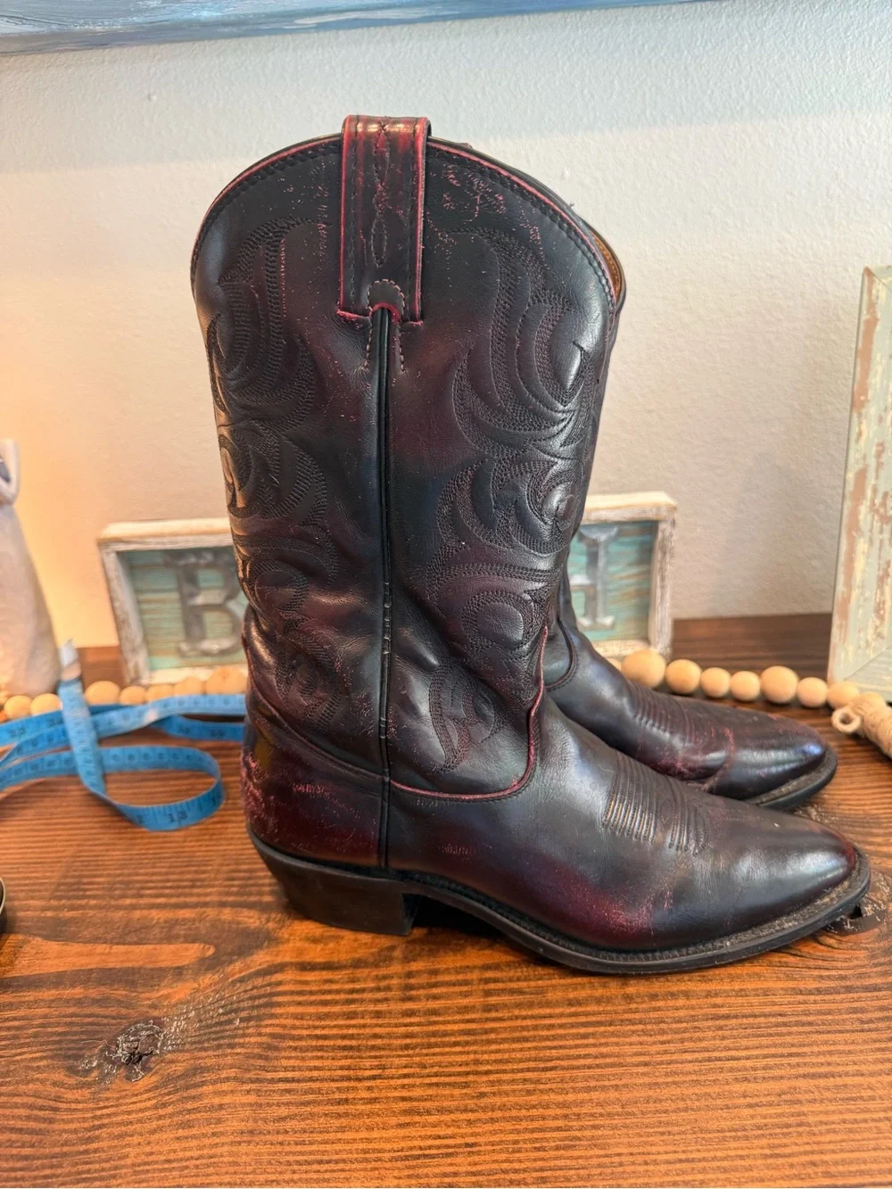 Tony Lama TL7923 Black Cherry Antique Regal Calf Cowboy Boots Men’s 10 B USA